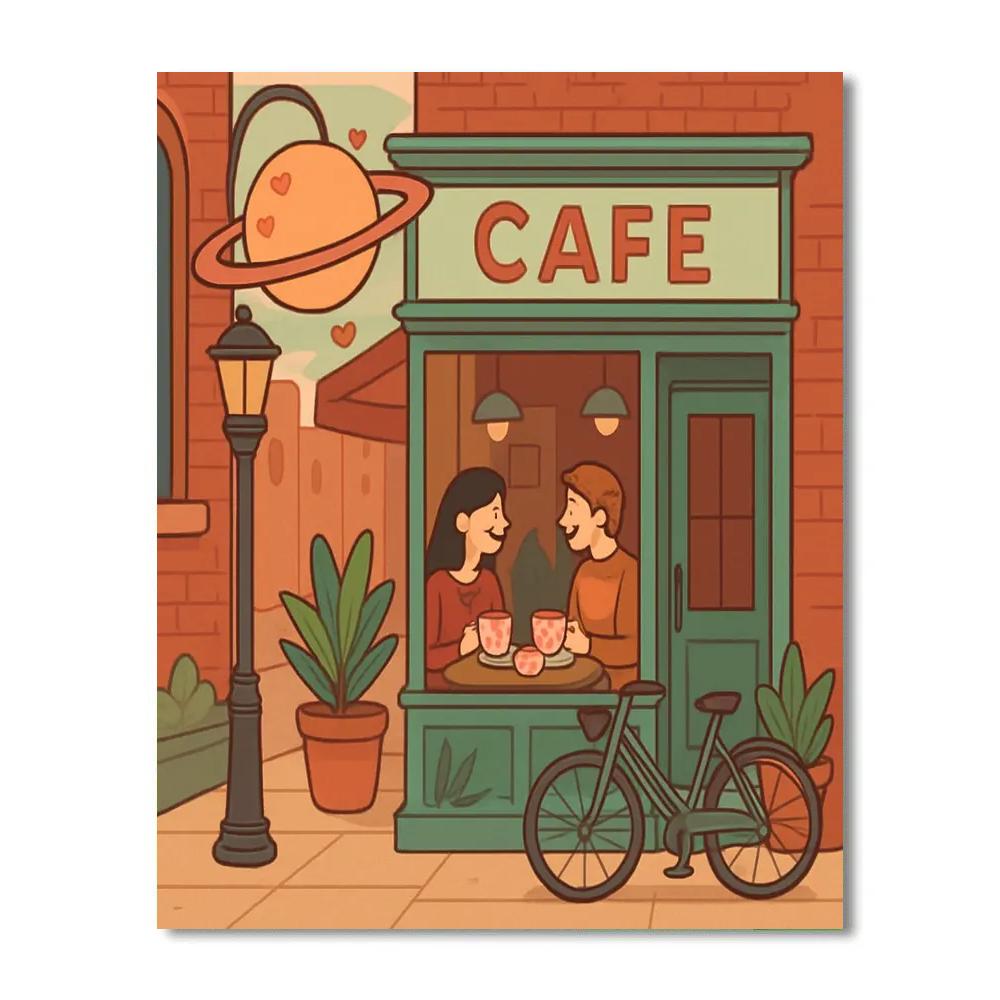 Valentines Day Planet Cafe On The Corner Paint by numbers art