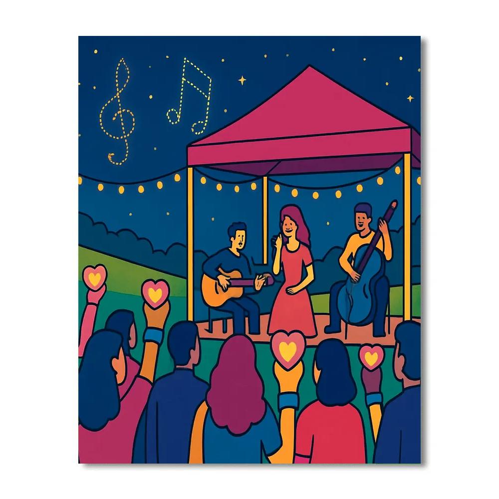 Valentines Day Music Festival Under Stars Paint by numbers kits