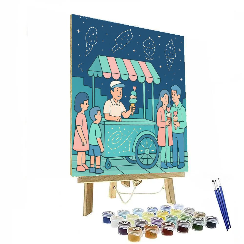 Valentines Day Ice Cream Constellation Cart Numbered painting kits