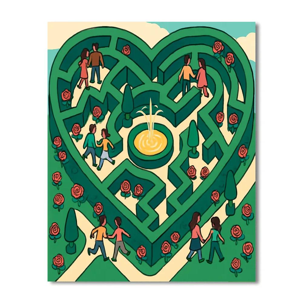 Secret Garden Valentines Day Maze paint by number