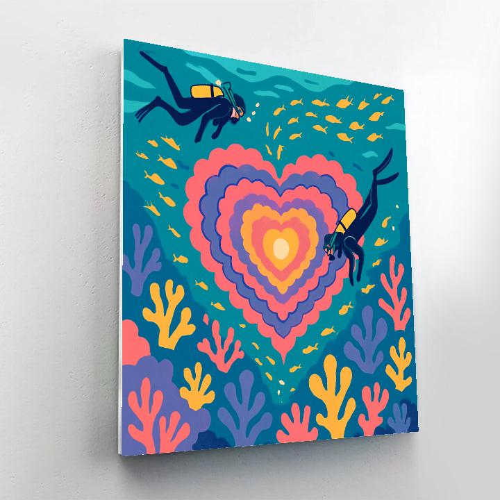 Underwater Valentines Day Coral Planet paint by color