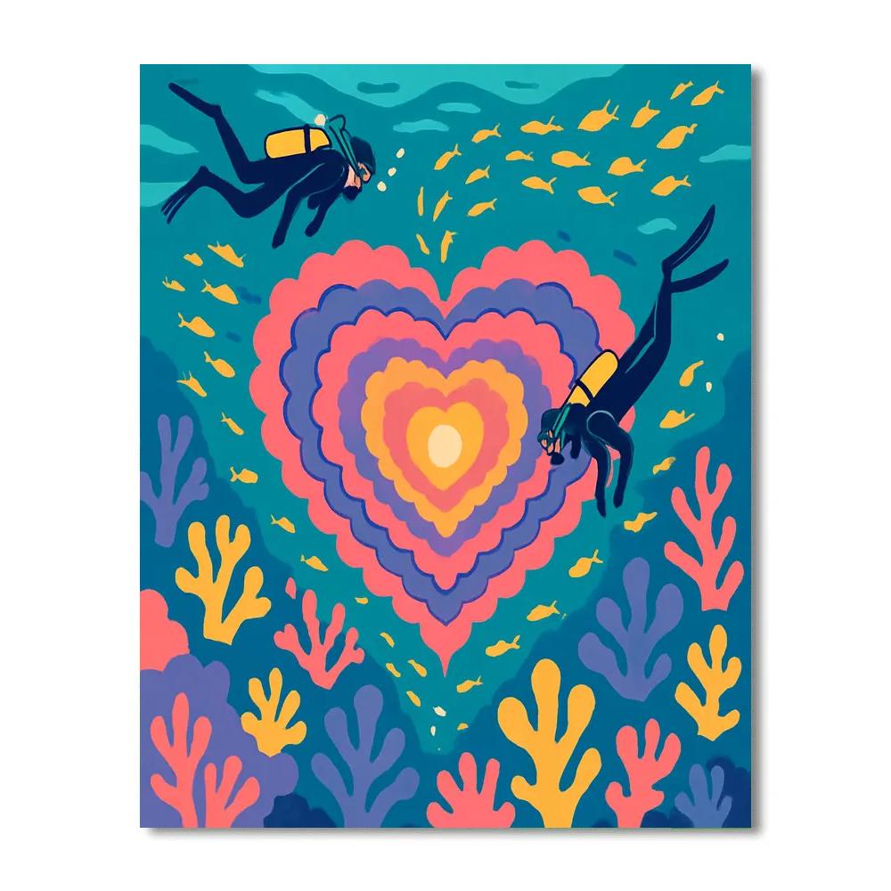 Underwater Valentines Day Coral Planet paint by color