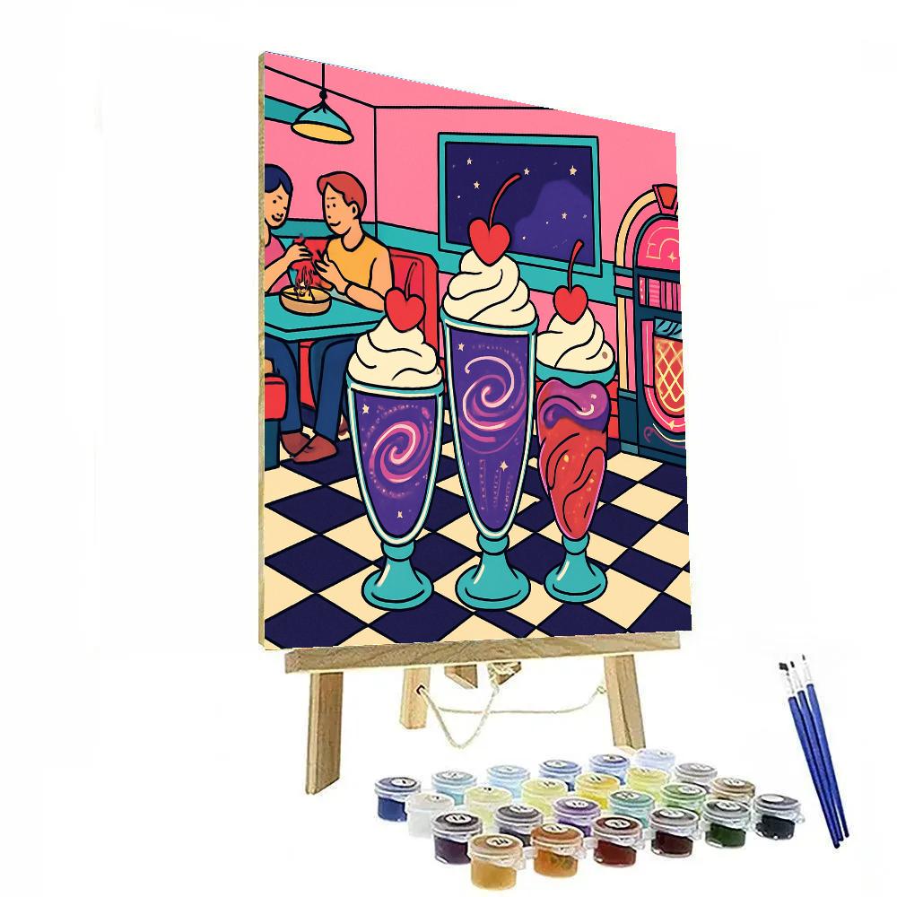 Valentines Day Retro Diner Galaxy Shakes Painting by numbers kit