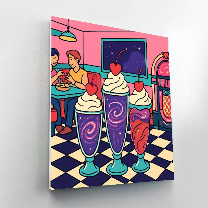 Valentines Day Retro Diner Galaxy Shakes Painting by numbers kit