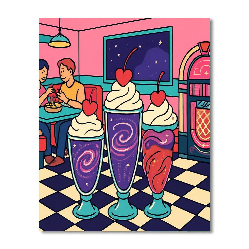 Valentines Day Retro Diner Galaxy Shakes Painting by numbers kit