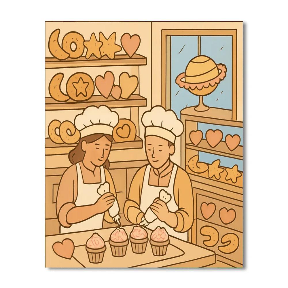 Cosmic Bakery Valentines Day Morning Painting by numbers kit