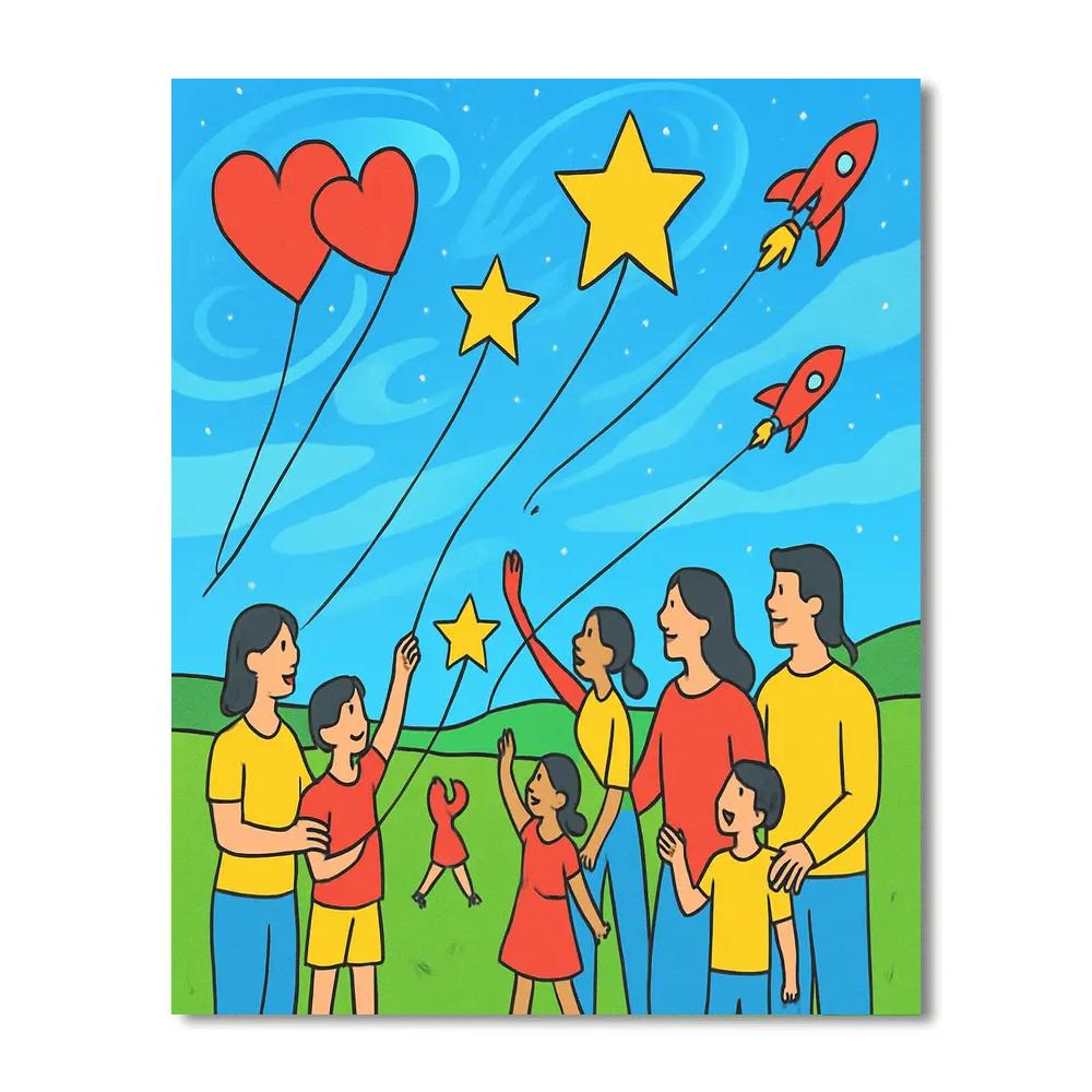 Valentines Day Kite Galaxy Meadow Numbered painting kits