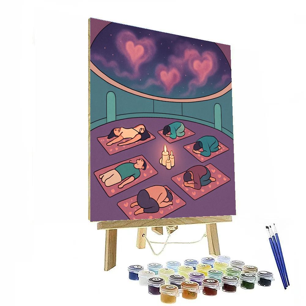 Valentines Day Planetarium Yoga Session DIY paint by numbers