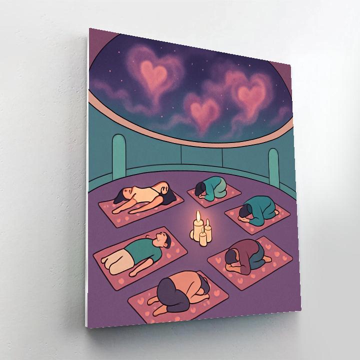 Valentines Day Planetarium Yoga Session DIY paint by numbers
