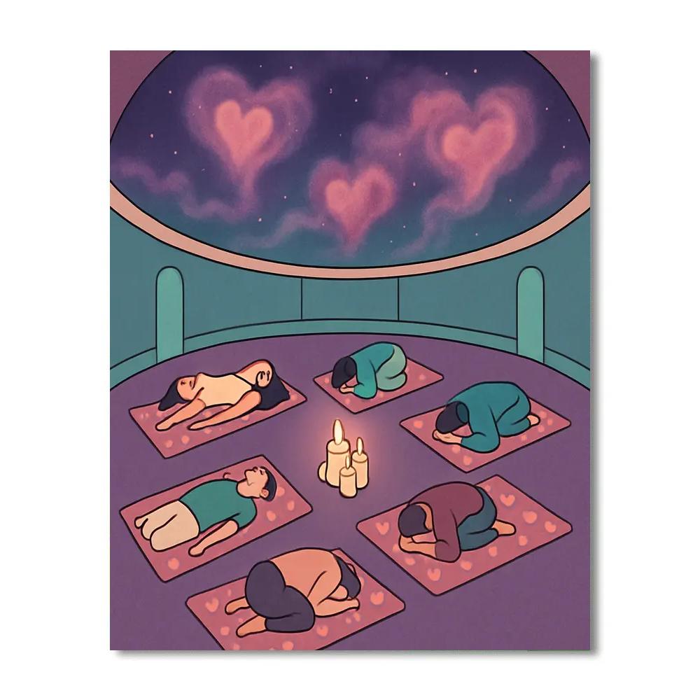 Valentines Day Planetarium Yoga Session DIY paint by numbers