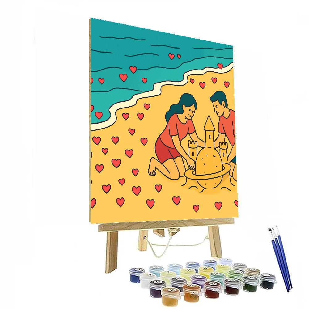 Valentines Day Beach Tide Of Hearts paint by numbers