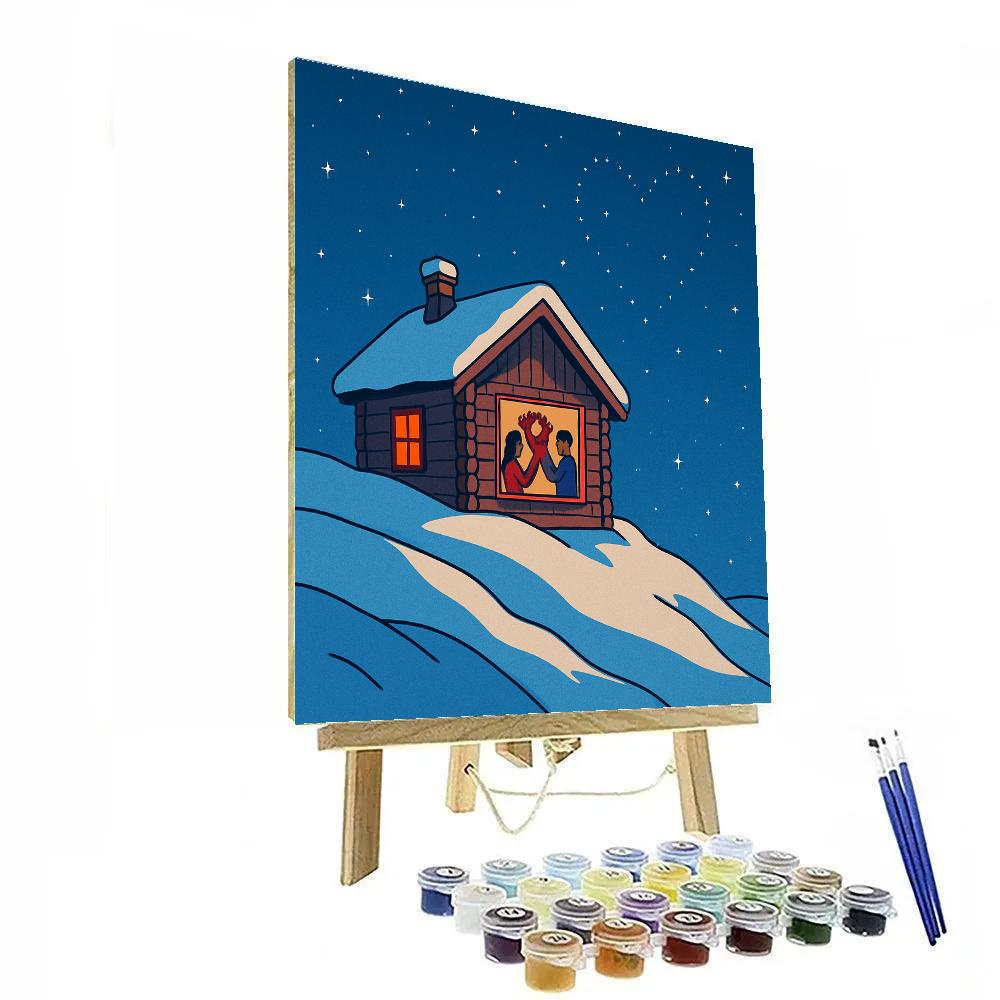 Valentines Day Mountain Star Cabin Retreat DIY paint by numbers