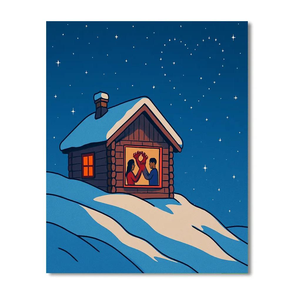 Valentines Day Mountain Star Cabin Retreat DIY paint by numbers