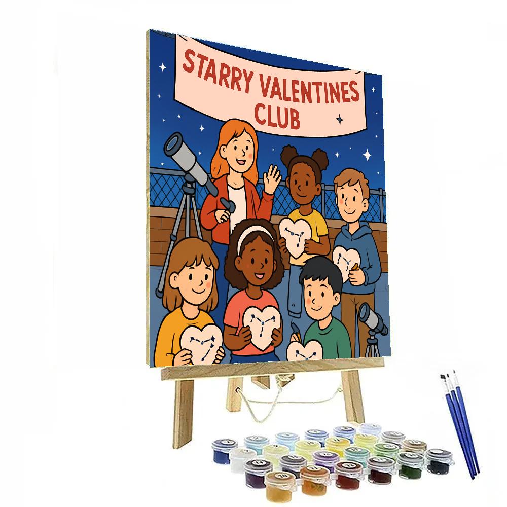 Valentines Day Astronomy Club Rooftop Meetup Paint by numbers art