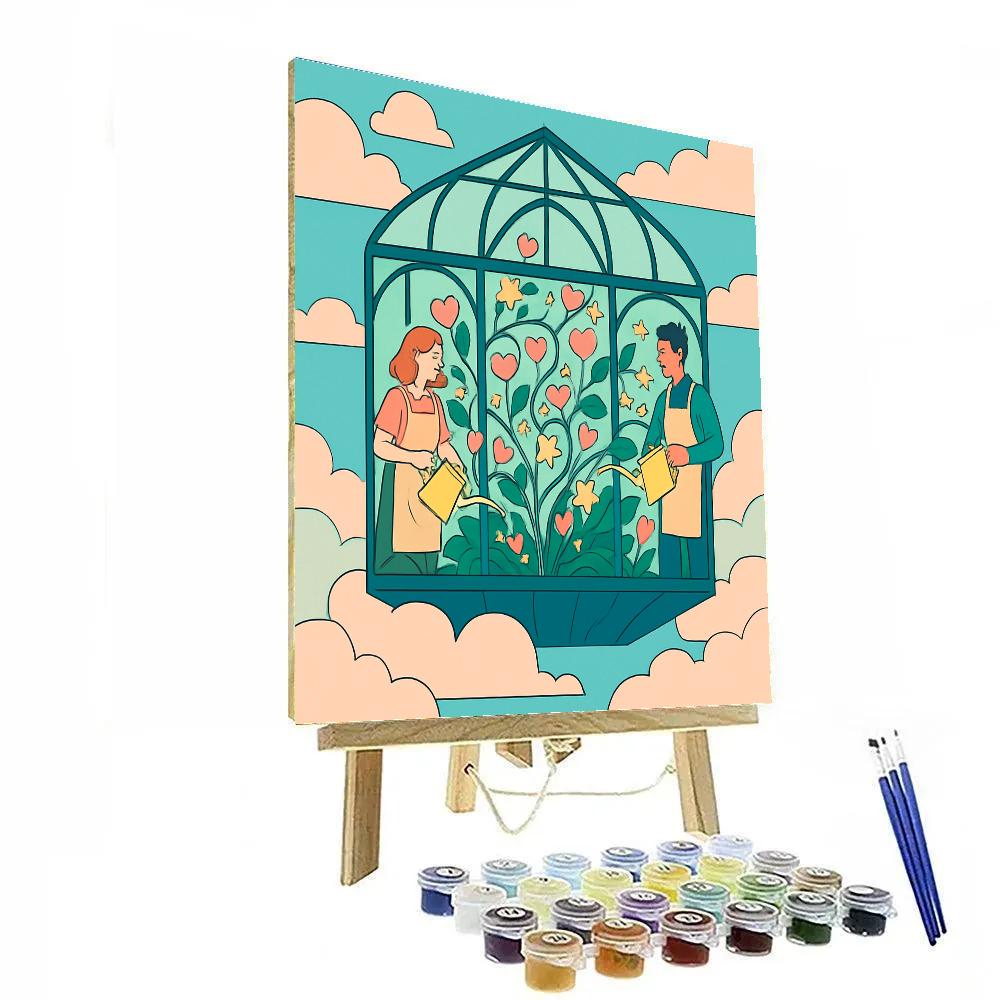Valentines Day Space Garden Greenhouse paint by number