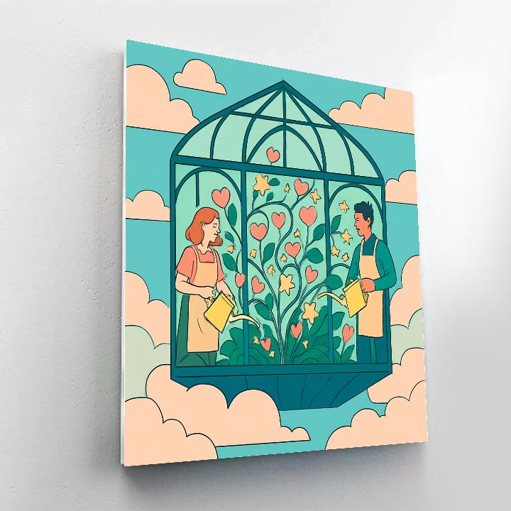 Valentines Day Space Garden Greenhouse paint by number