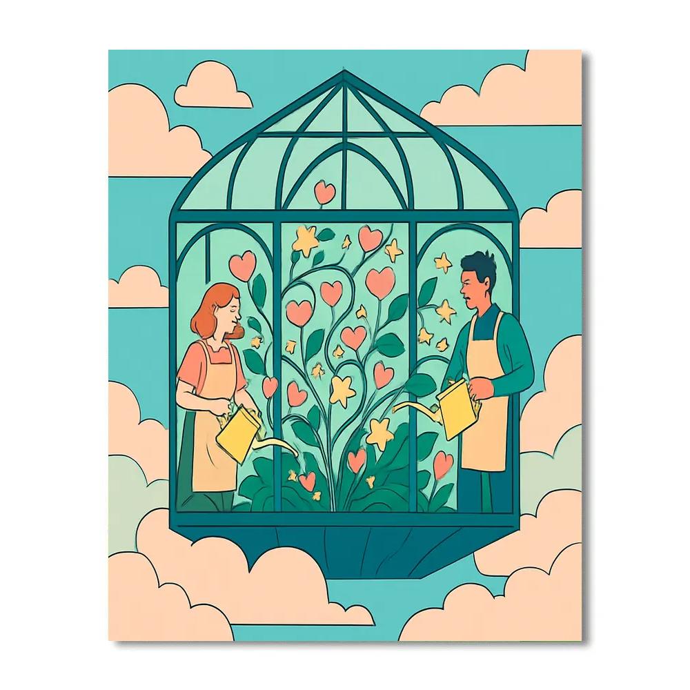 Valentines Day Space Garden Greenhouse paint by number