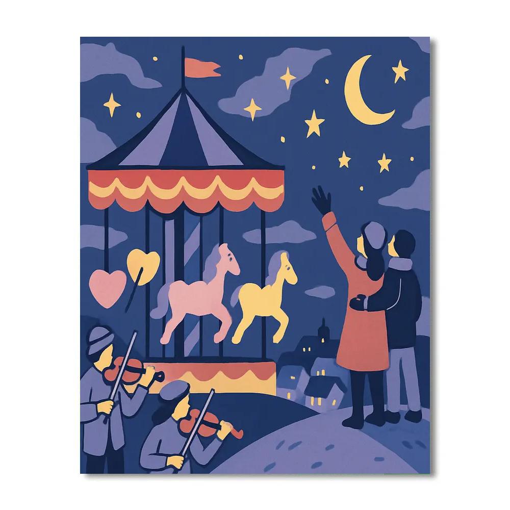 Moonlit Carrousel Of Valentines Day Dreams Numbered painting kits