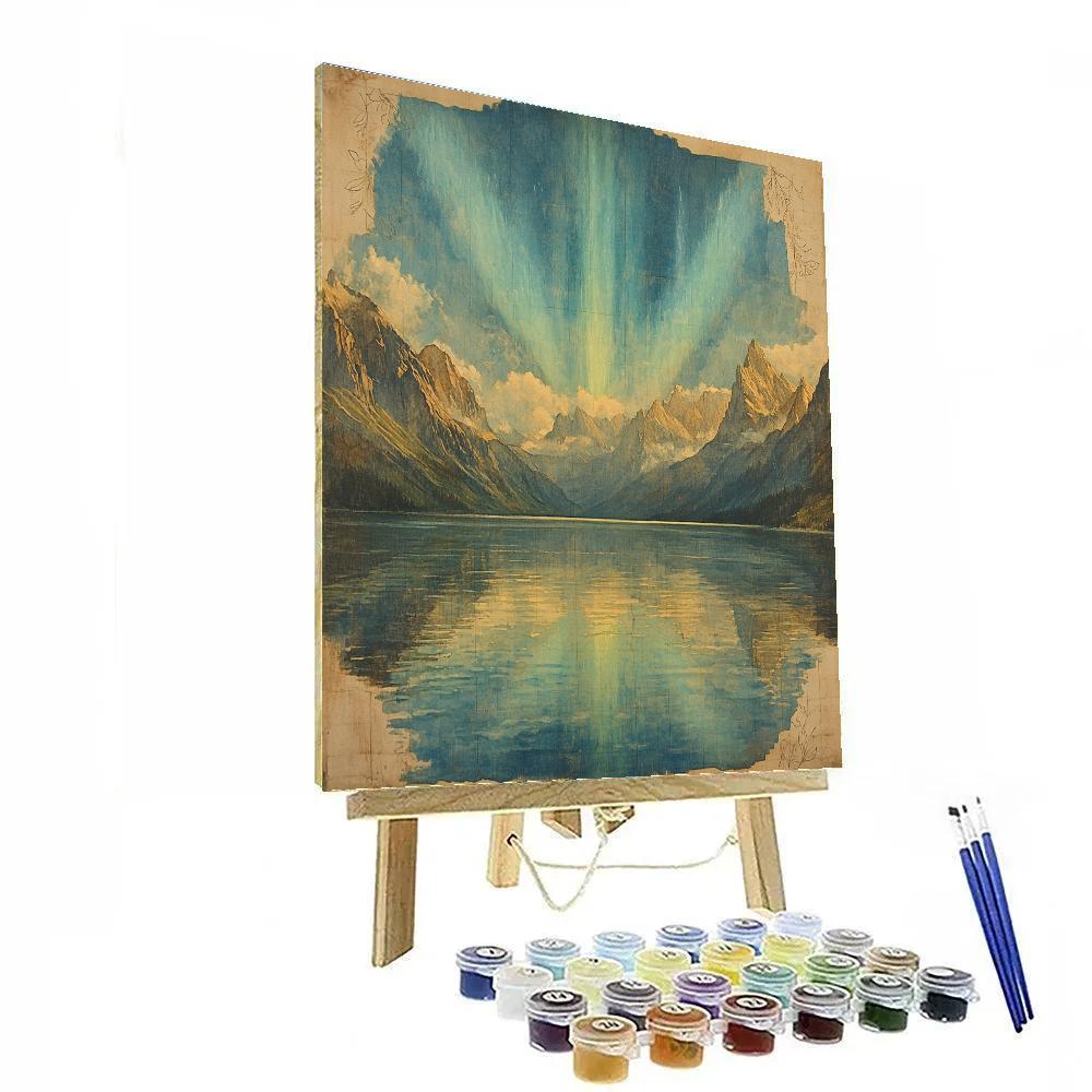 Leonardo Da Vinci Inspired Aurora Over Alpine Lake Number painting