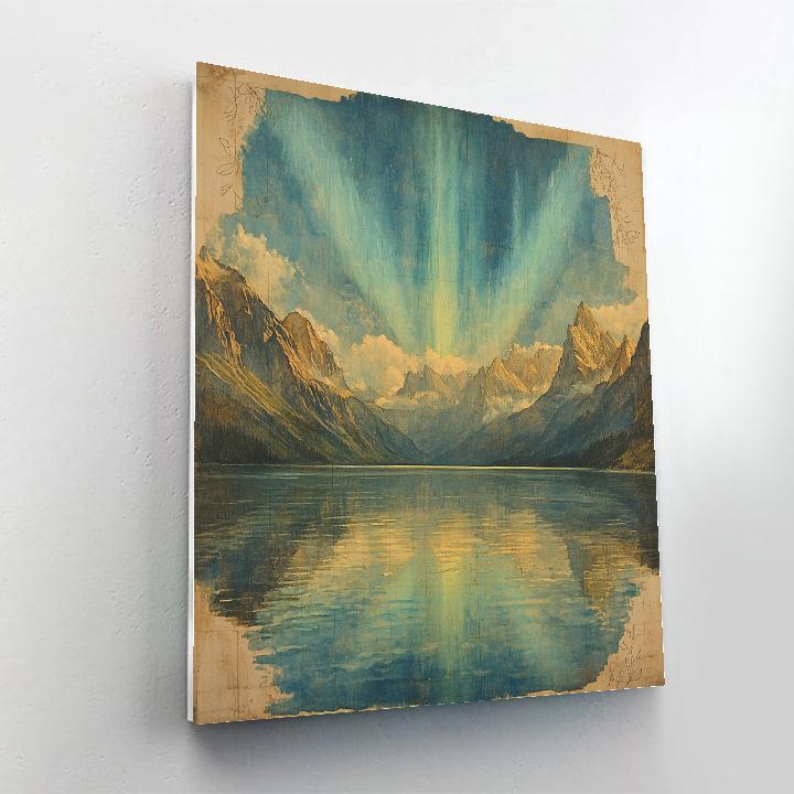 Leonardo Da Vinci Inspired Aurora Over Alpine Lake Number painting