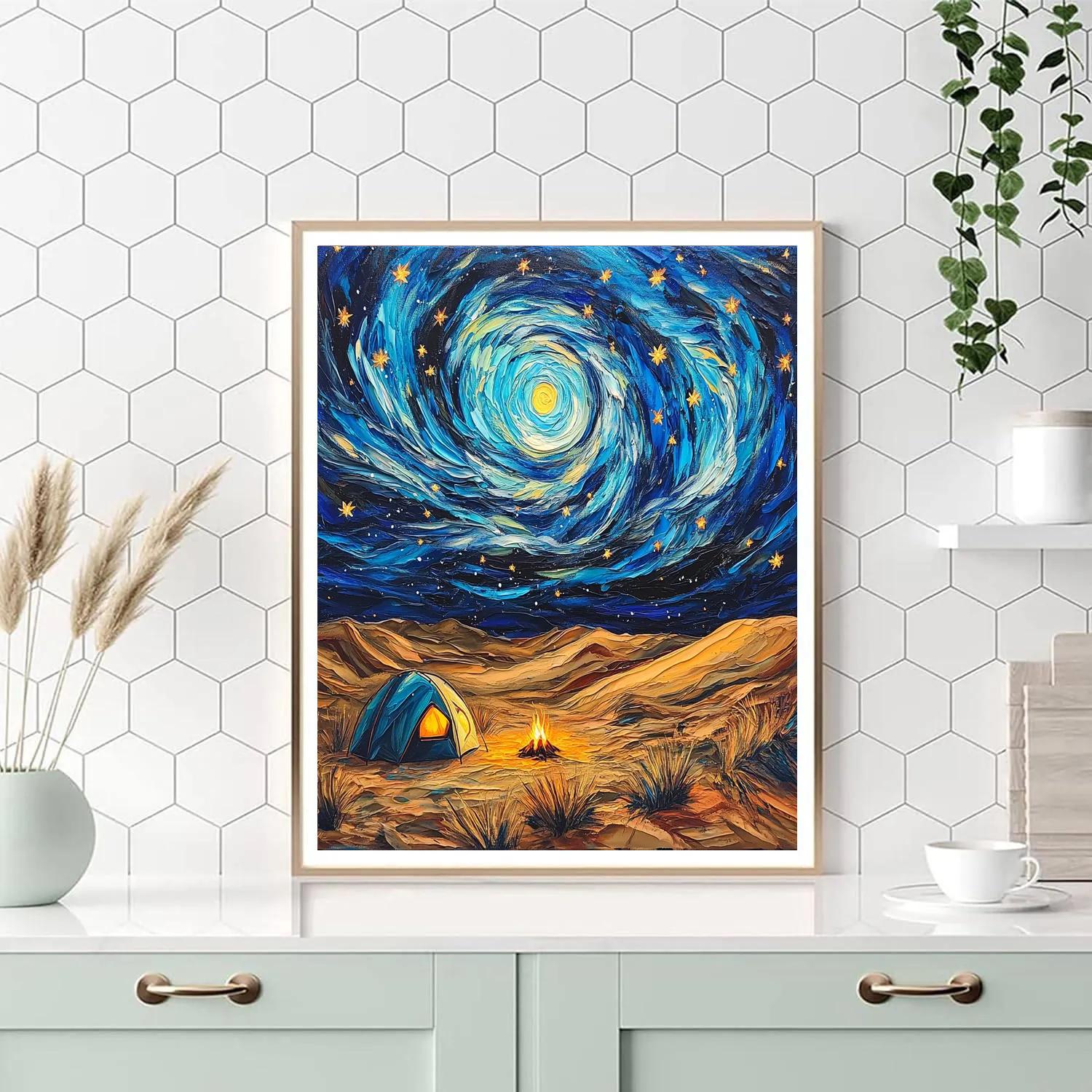 Vincent Van Gogh Inspired Starry Desert Camp Numbered painting kits