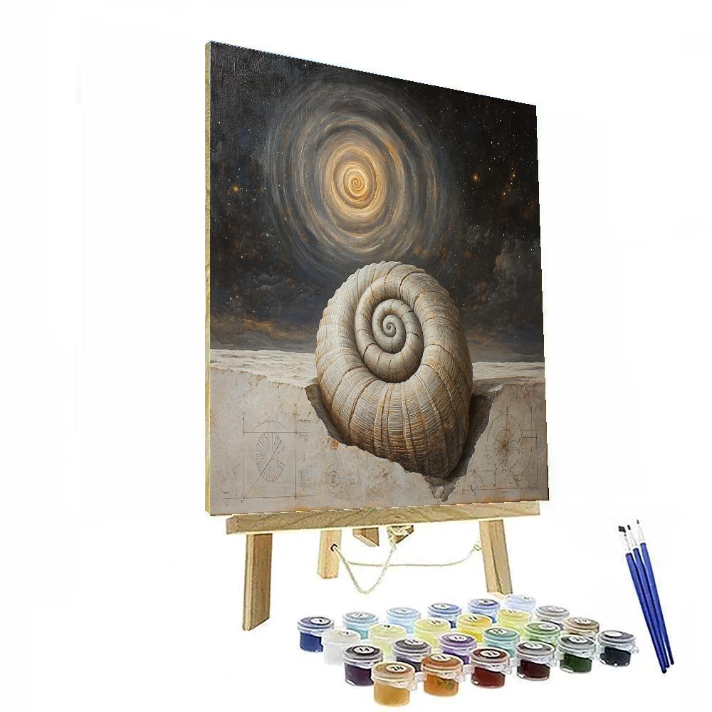 Leonardo Da Vinci Inspired Fossil Spiral And Distant Galaxy Paint by numbers kits
