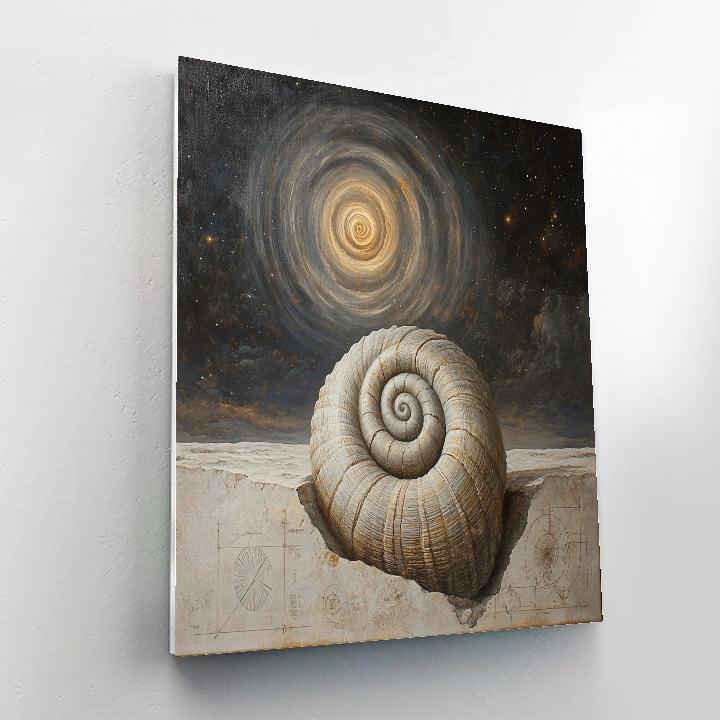Leonardo Da Vinci Inspired Fossil Spiral And Distant Galaxy Paint by numbers kits