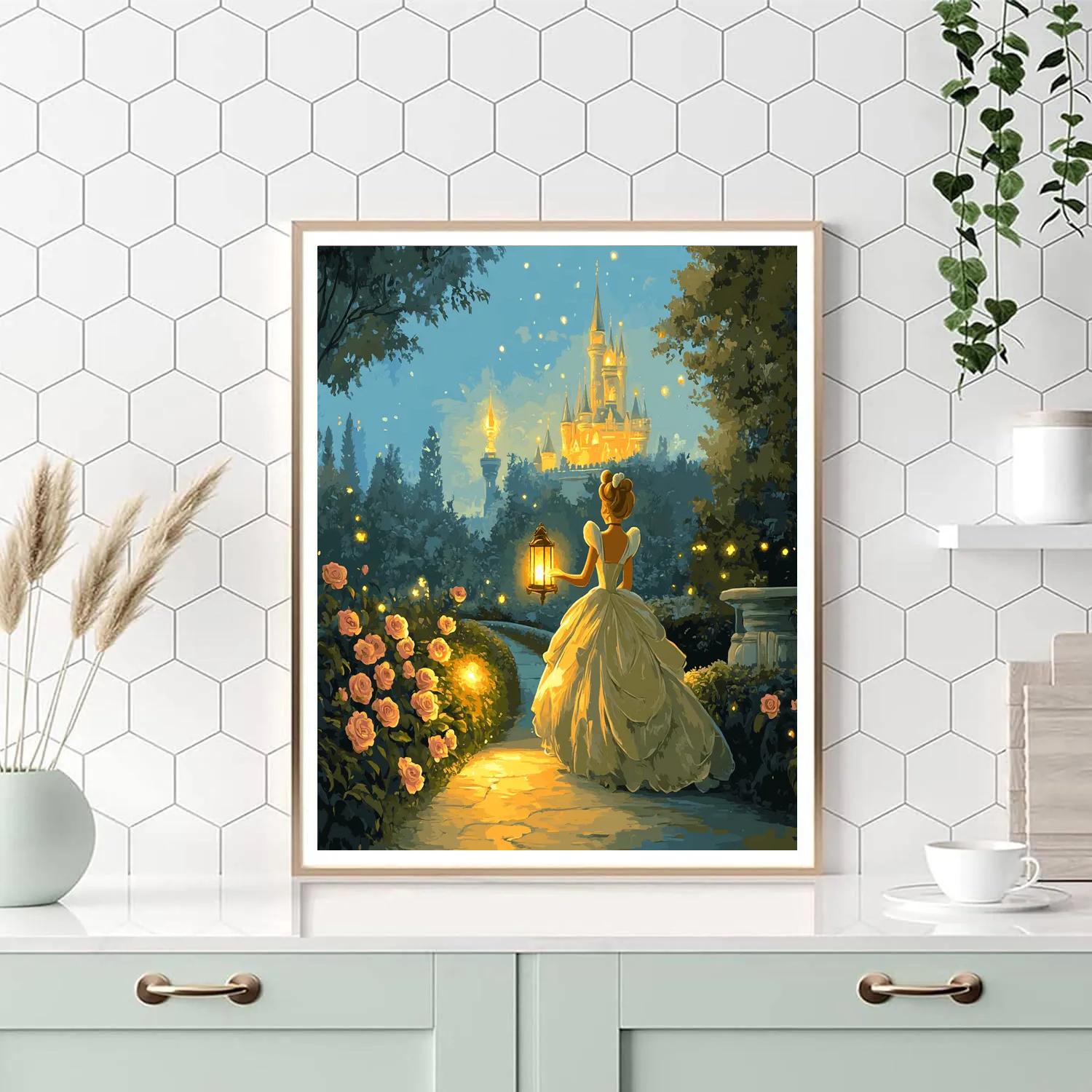 Cinderella Castle Garden Lantern Walk Painting by numbers kit