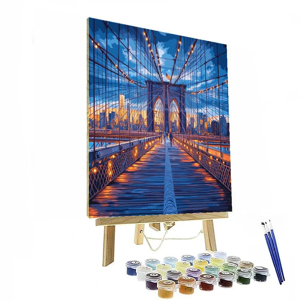 Brooklyn Bridge Twilight Walkway New York City United States painting number kit