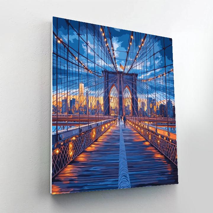 Brooklyn Bridge Twilight Walkway New York City United States painting number kit