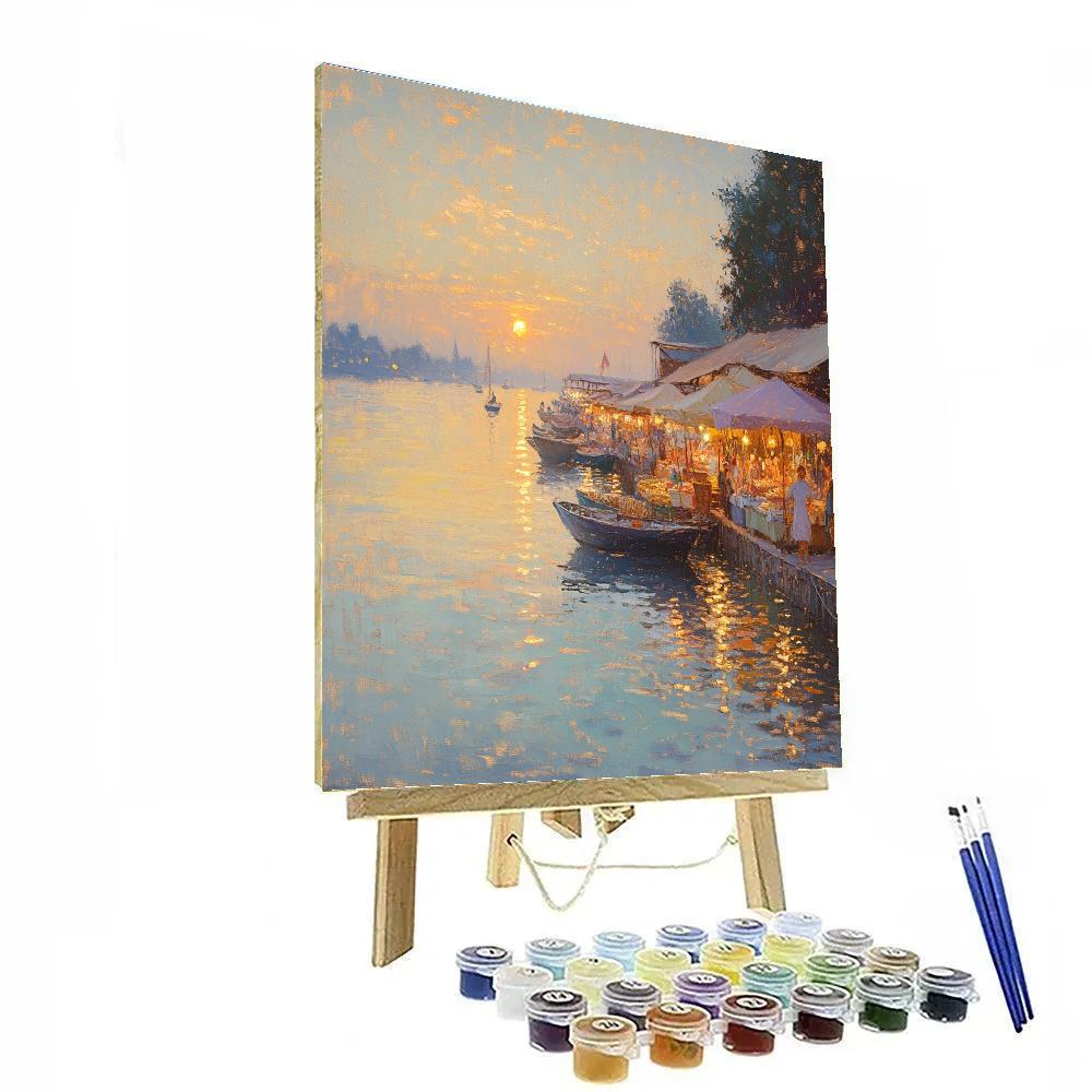 Claude Monet Inspired Sunrise Over River Market paint by number