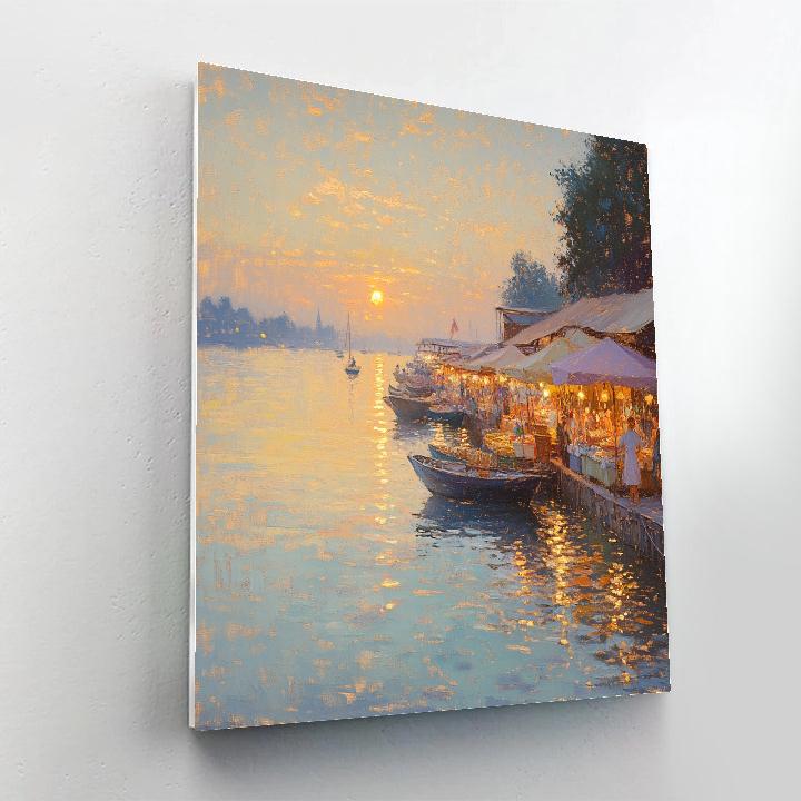 Claude Monet Inspired Sunrise Over River Market paint by number