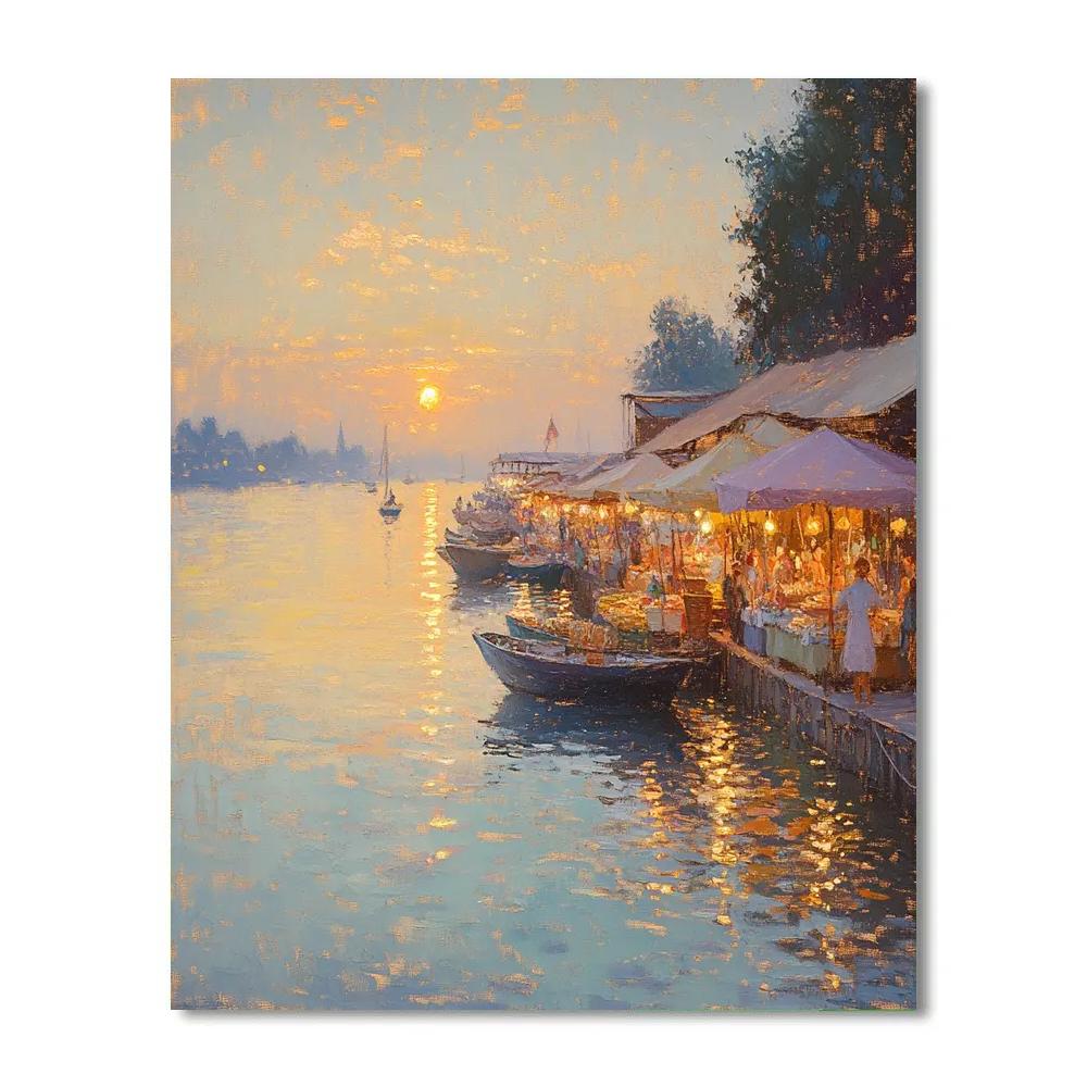 Claude Monet Inspired Sunrise Over River Market paint by number