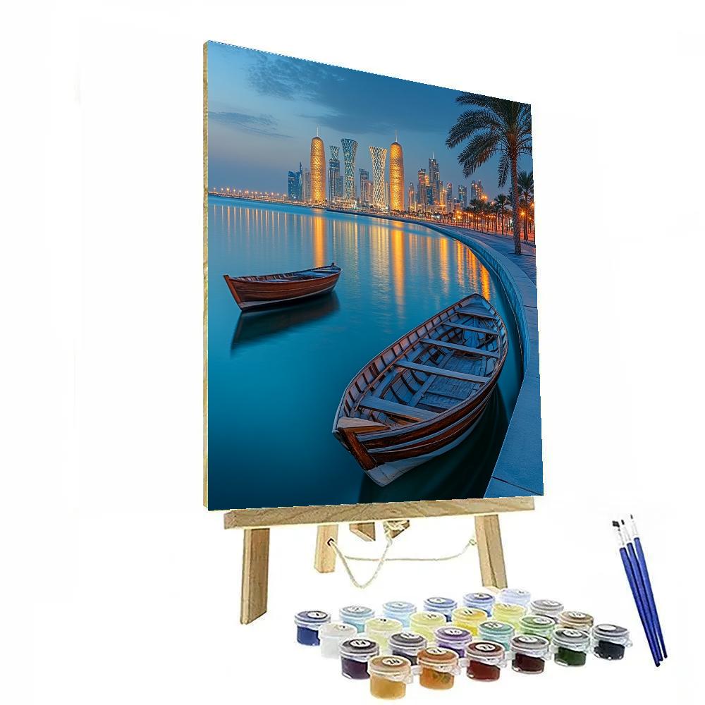Dunes And Skyscrapers At Corniche Doha Qatar paint by numbers