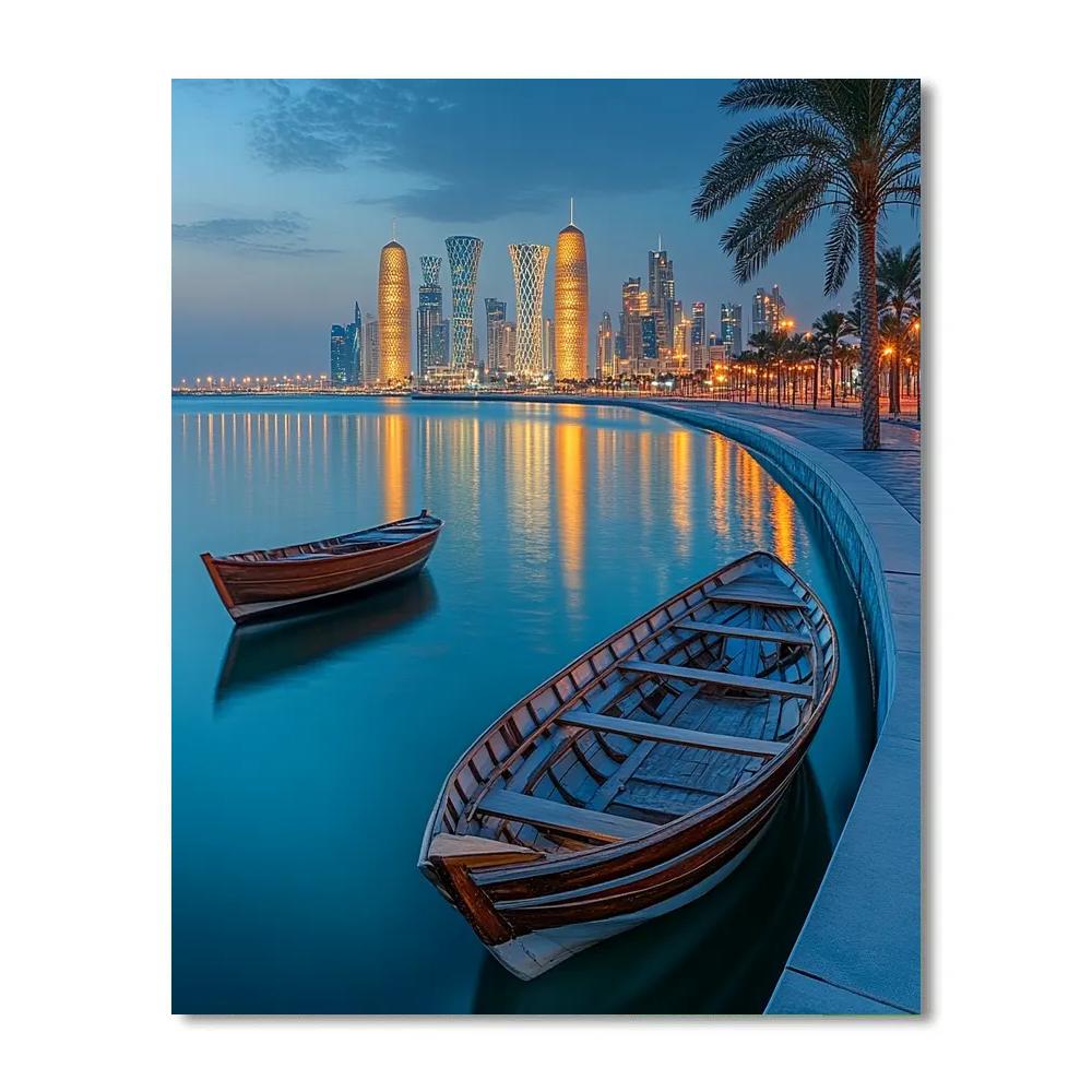 Dunes And Skyscrapers At Corniche Doha Qatar paint by numbers