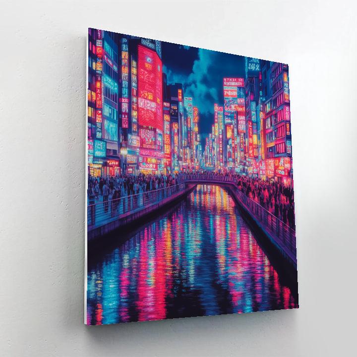 Neon Lanes Of Dotonbori Canal Osaka Japan Paint by numbers kits