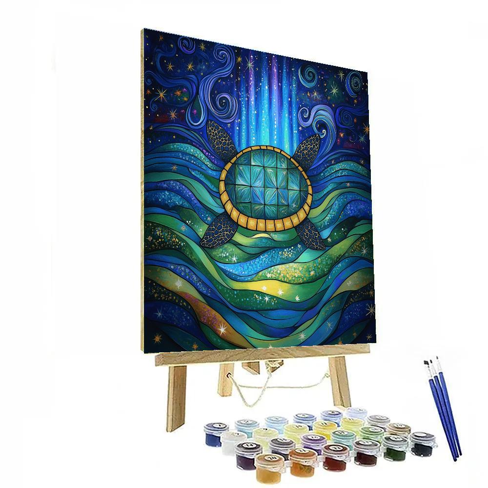 Norval Morrisseau Inspired Turtle Of The Aurora Waters paint by number