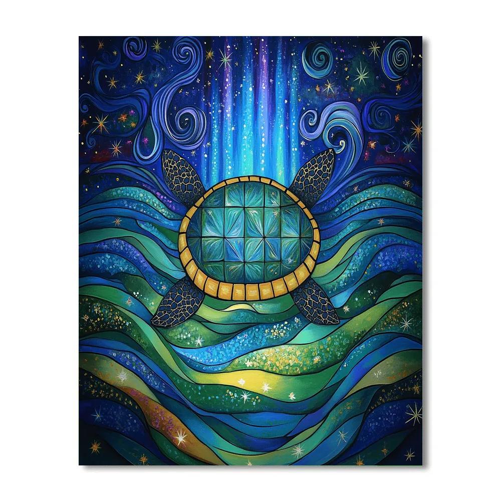 Norval Morrisseau Inspired Turtle Of The Aurora Waters paint by number