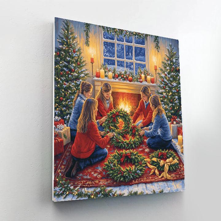 Wreathmaking By Firelight Paint by numbers art