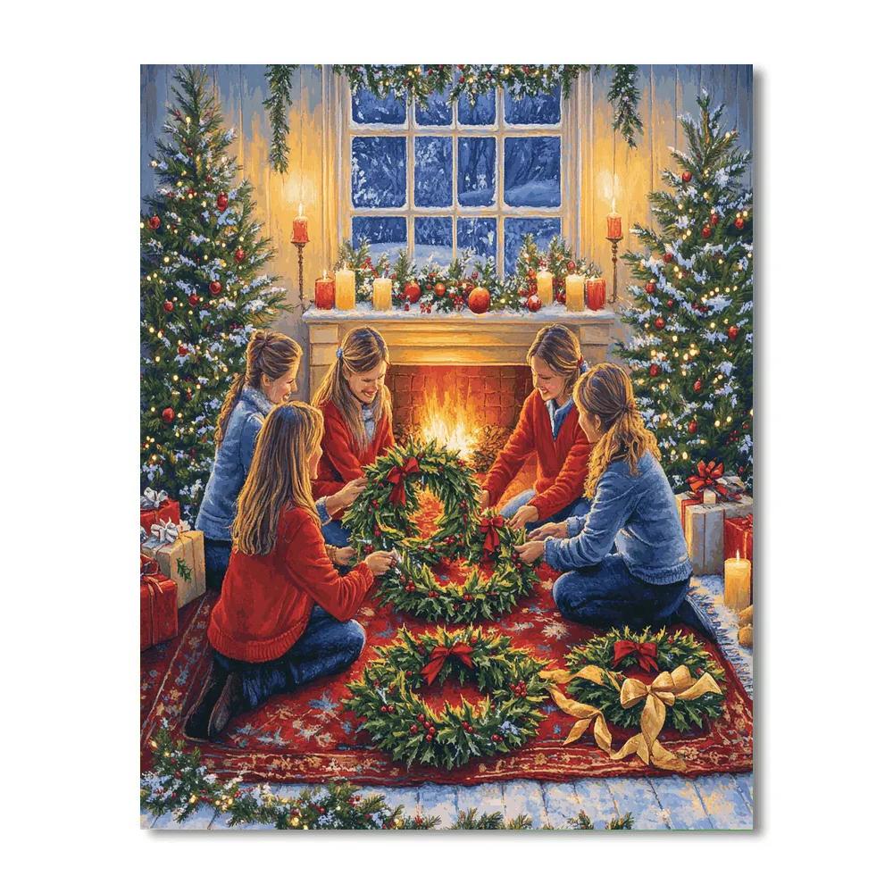 Wreathmaking By Firelight Paint by numbers art