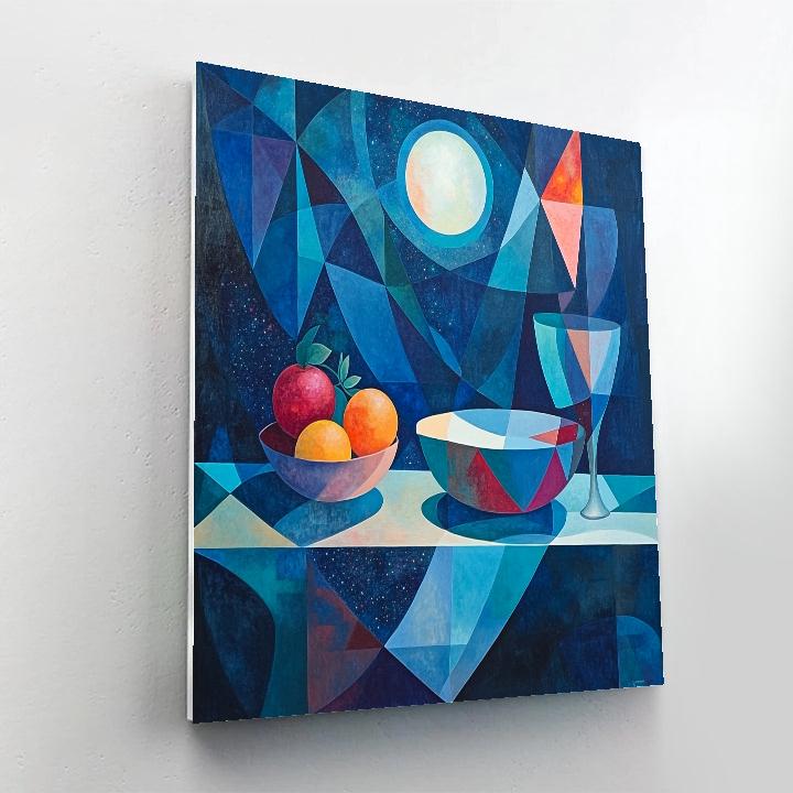 Pablo Picasso Inspired Geometric Nebula Still Life With Fractured Fruit Forms paint by number