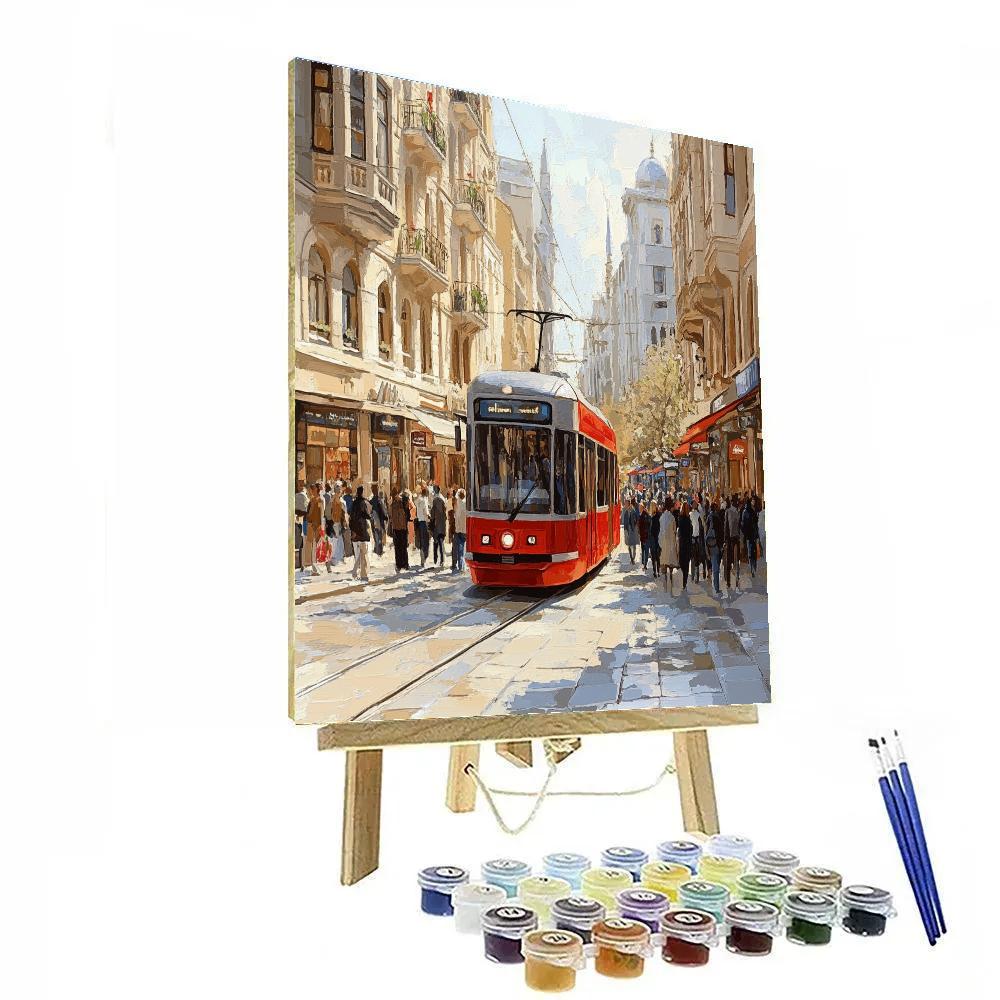 Historic Tram On Istiklal Avenue Istanbul Turkey Paint by numbers art