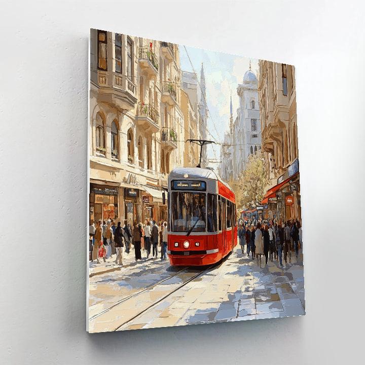 Historic Tram On Istiklal Avenue Istanbul Turkey Paint by numbers art