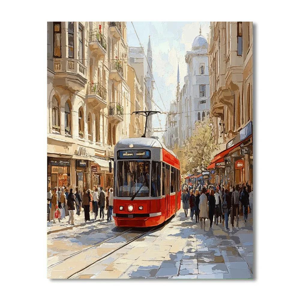 Historic Tram On Istiklal Avenue Istanbul Turkey Paint by numbers art