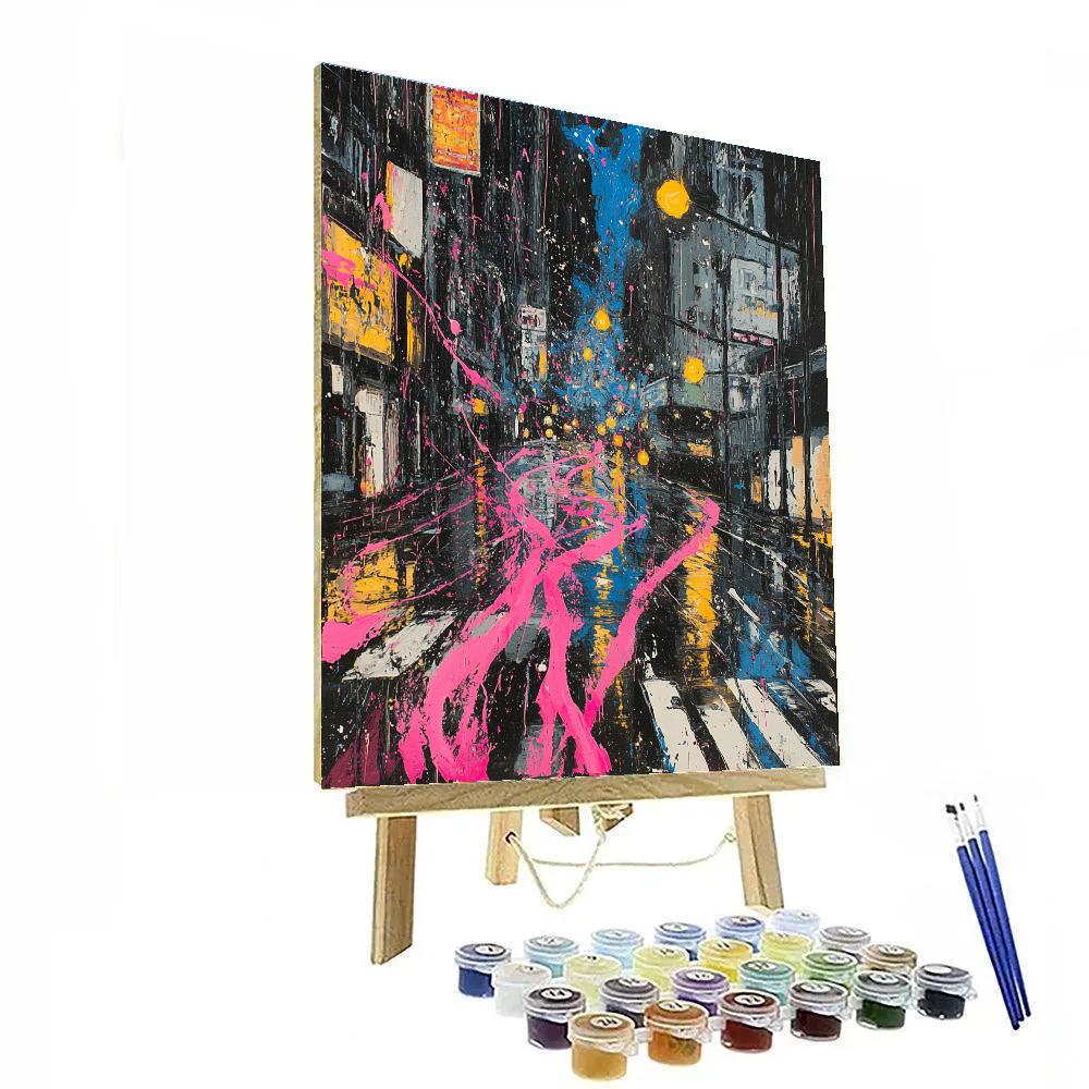 Jackson Pollock Inspired Citylights After Rain Numbered painting kits