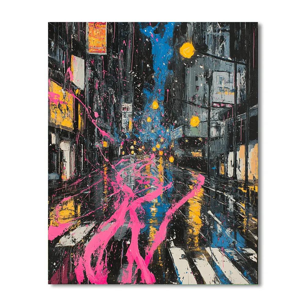 Jackson Pollock Inspired Citylights After Rain Numbered painting kits