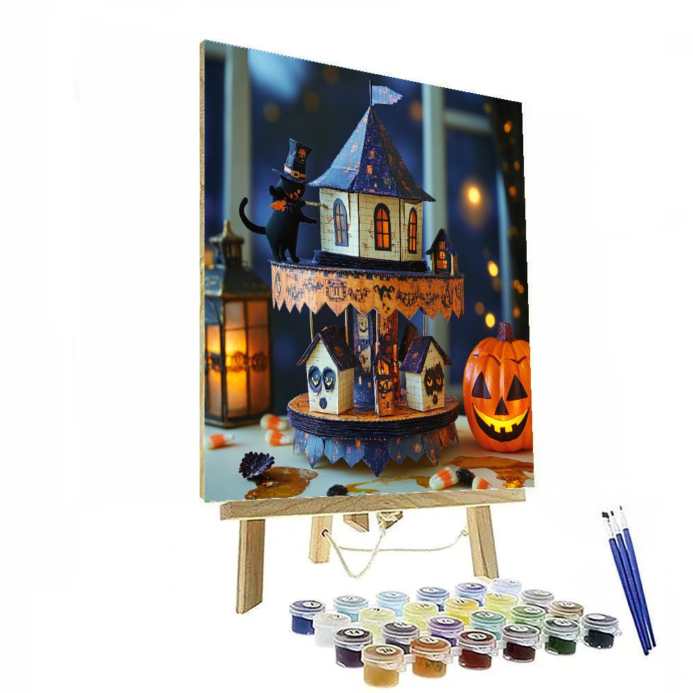 Midnight Paper Carousel Haunted Number painting