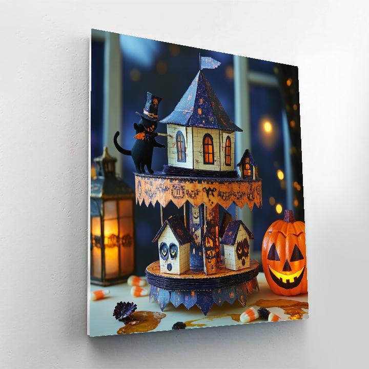 Midnight Paper Carousel Haunted Number painting