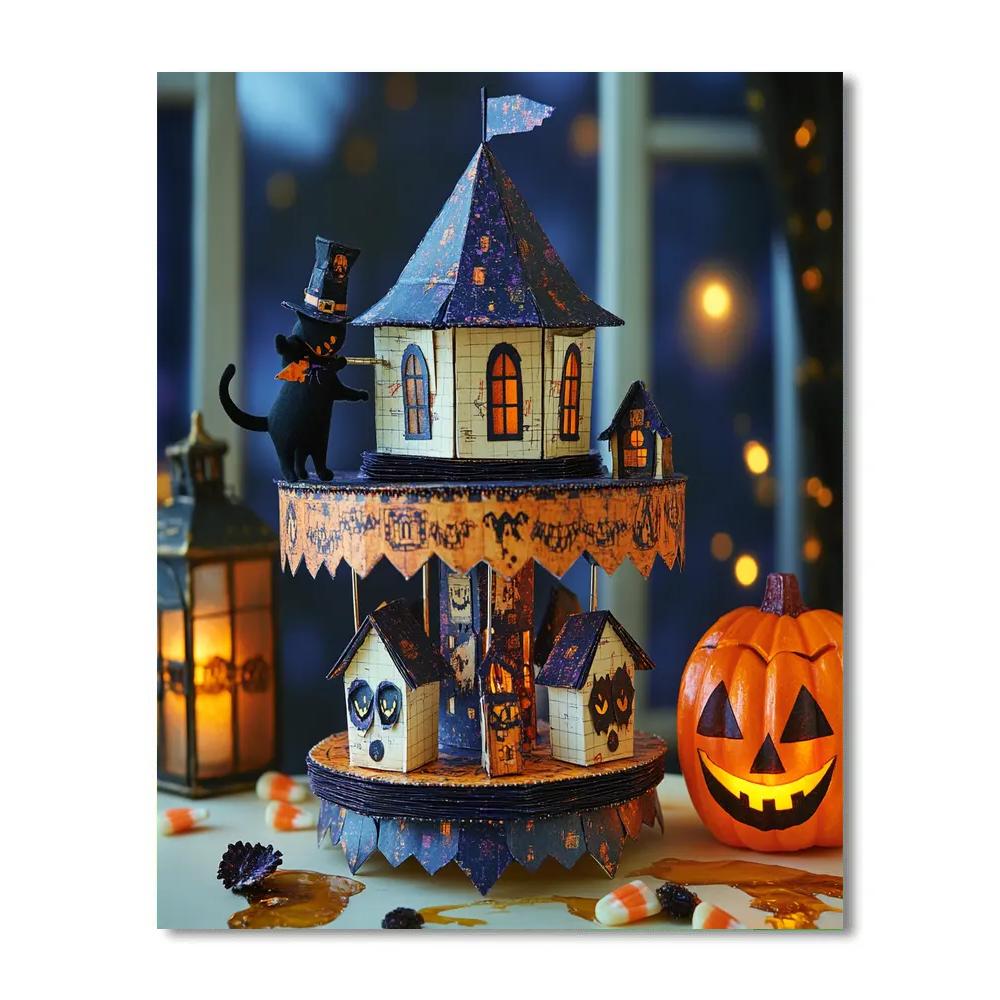 Midnight Paper Carousel Haunted Number painting