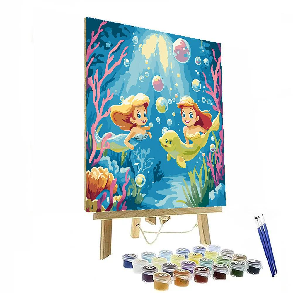 Ariel And Flounder Bubble Planet Garden paint by numbers